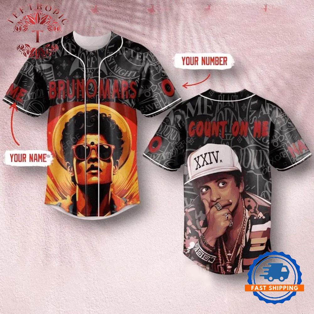 Bruno Mars Count On Me Lyric Fan Baseball Jersey