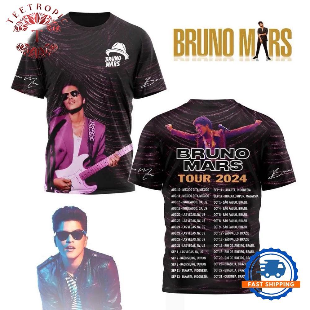 Bruno Mars Tour 2024 Signature 3D T-Shirt