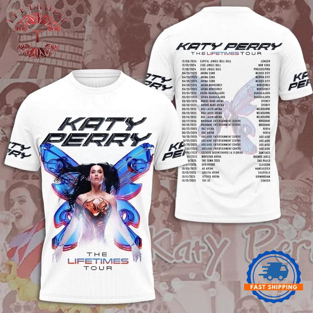Katy Perry 3D The Lifetimes Tour 2025 Butterfly T Shirt