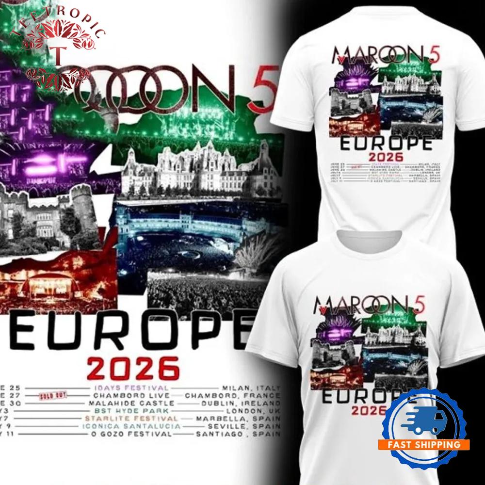 Maroon 5 Europe Tour 2026 3D T-Shirt