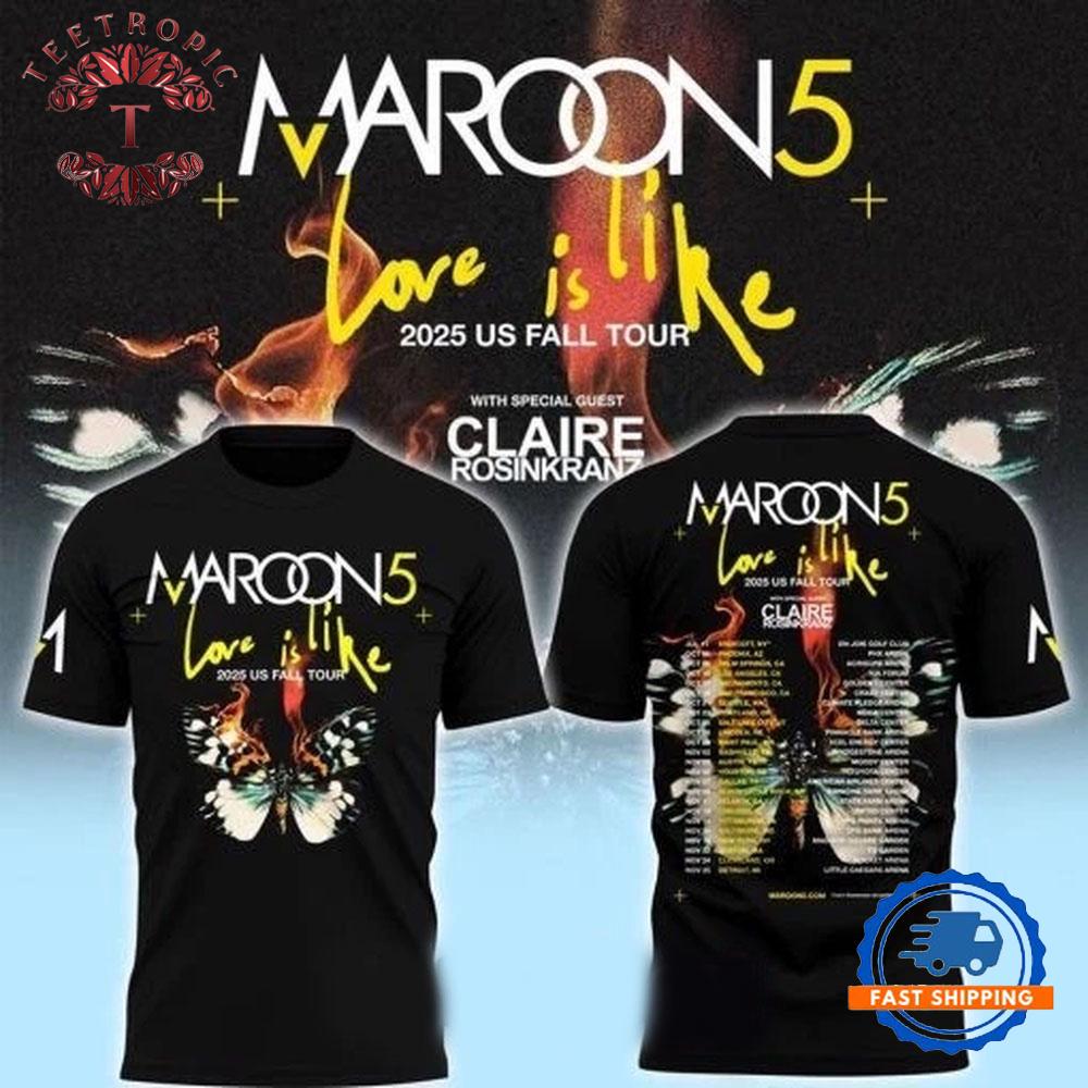 Maroon 5 Love Is Like 2025 US Fall Tour Limited Edition 3D Shirt