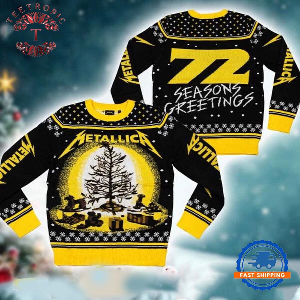Metallicaa 72 Seasons Greetings Burnt Tree Holiday Ugly Christmas Sweater