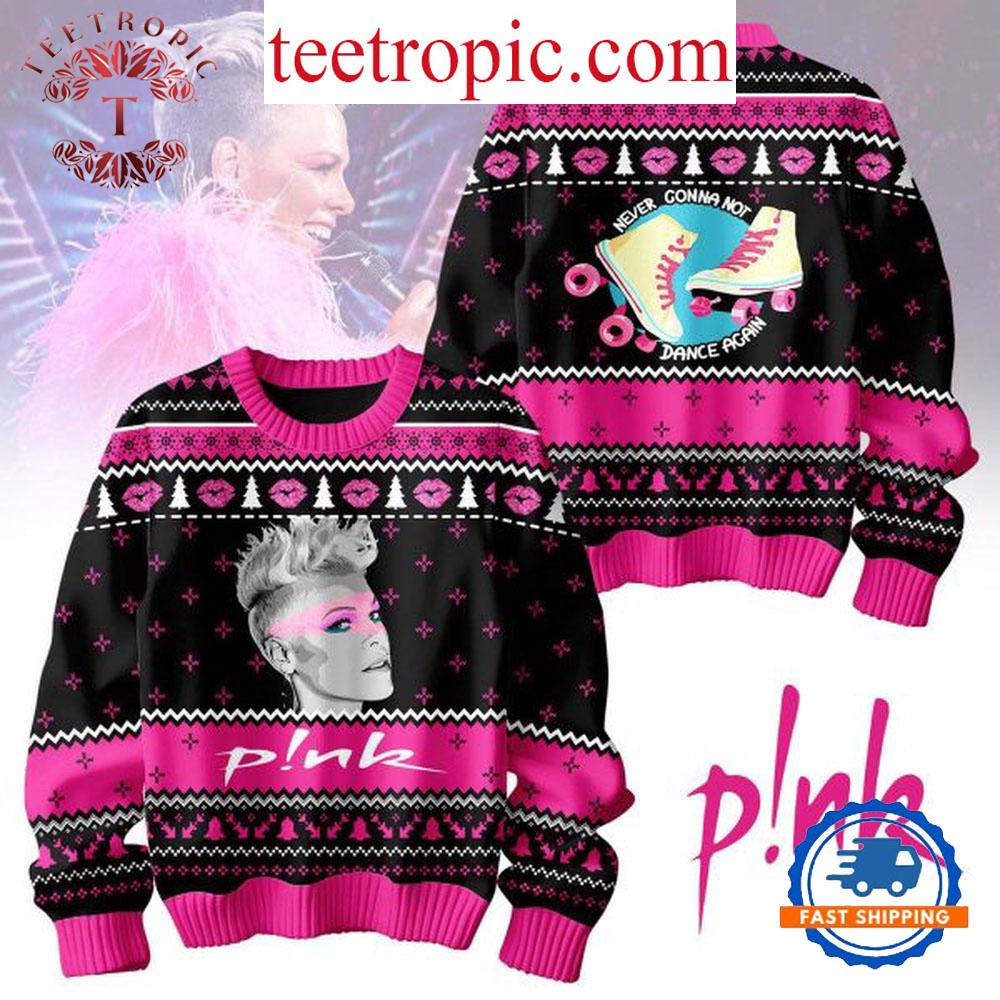 Pink Never Gonna Not Dance Again Merry Christmas Ugly Sweater