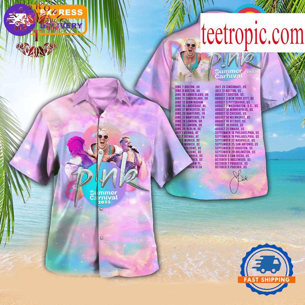 Pink Summer Carnival Tour 2024 Colorful Hawaiian Shirt