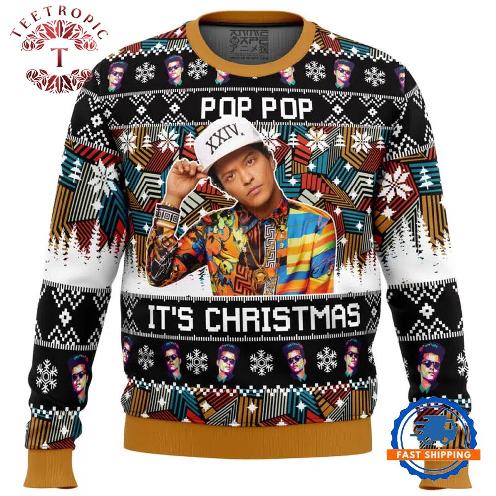 Pop Pop It’s Christmas Bruno Mars Ugly Sweater