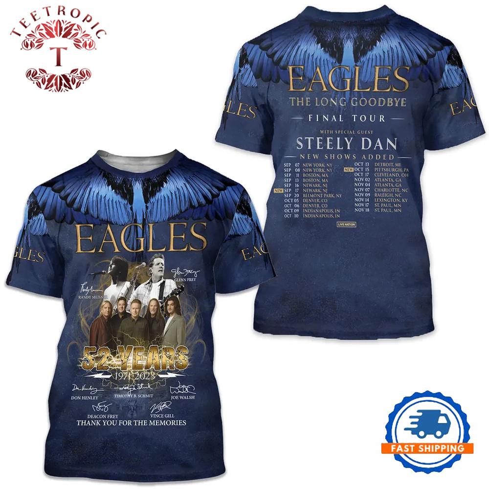 The Eagles The Long Goodbye Final Tour 52 Years Signature T-Shirt