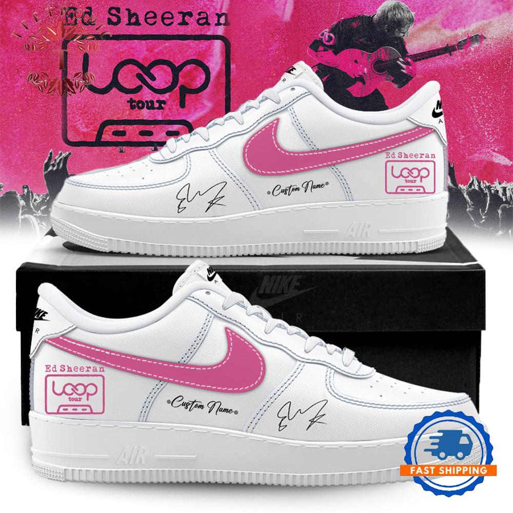 Ed Sheeran The Loop Tour Signature White Pink Air Force 1 Shoes Sneaker