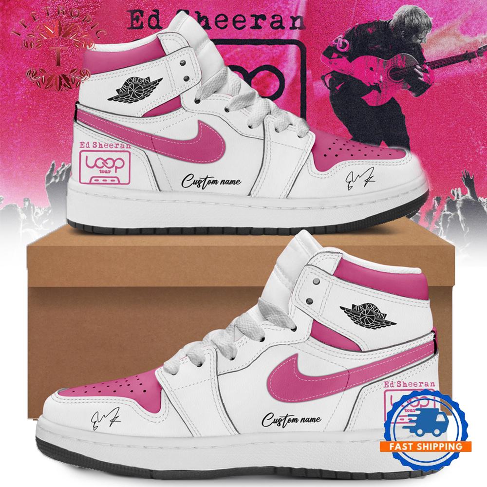 Ed Sheeran The Loop Tour Signature White Pink Air Jordan 1 Hightop Shoes