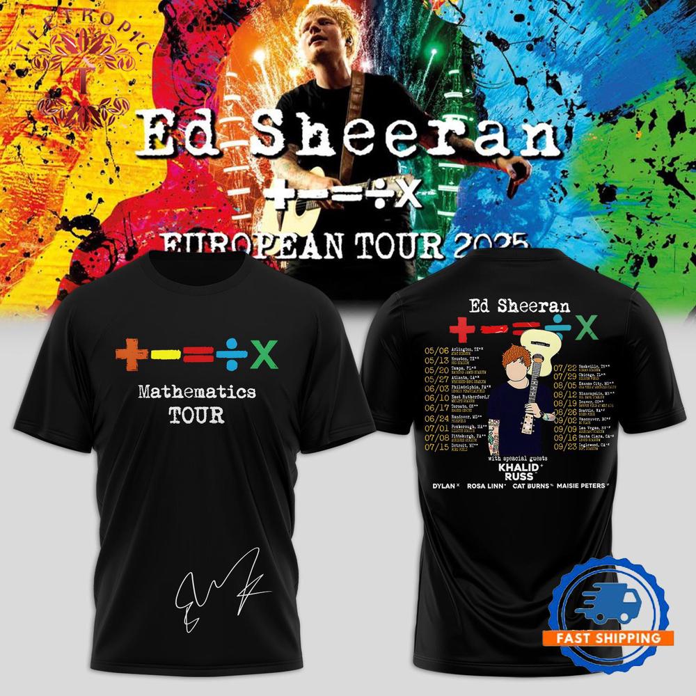 Ed Sheeran The +−=÷× Mathenmatics Tour 2025 Black T Shirt