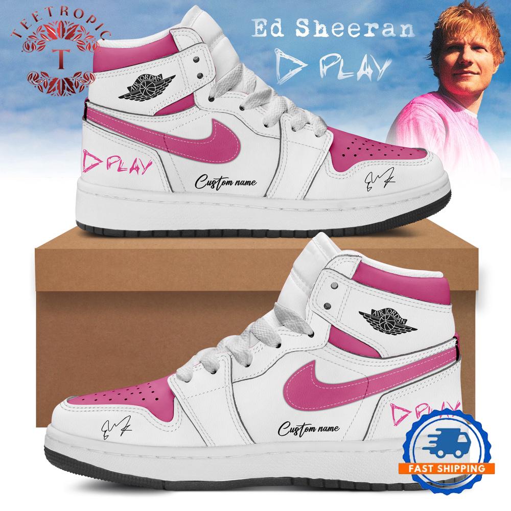 Ed Sheeran The +−=÷× Tour Pink White Air Jordan 1 Hightop Shoes
