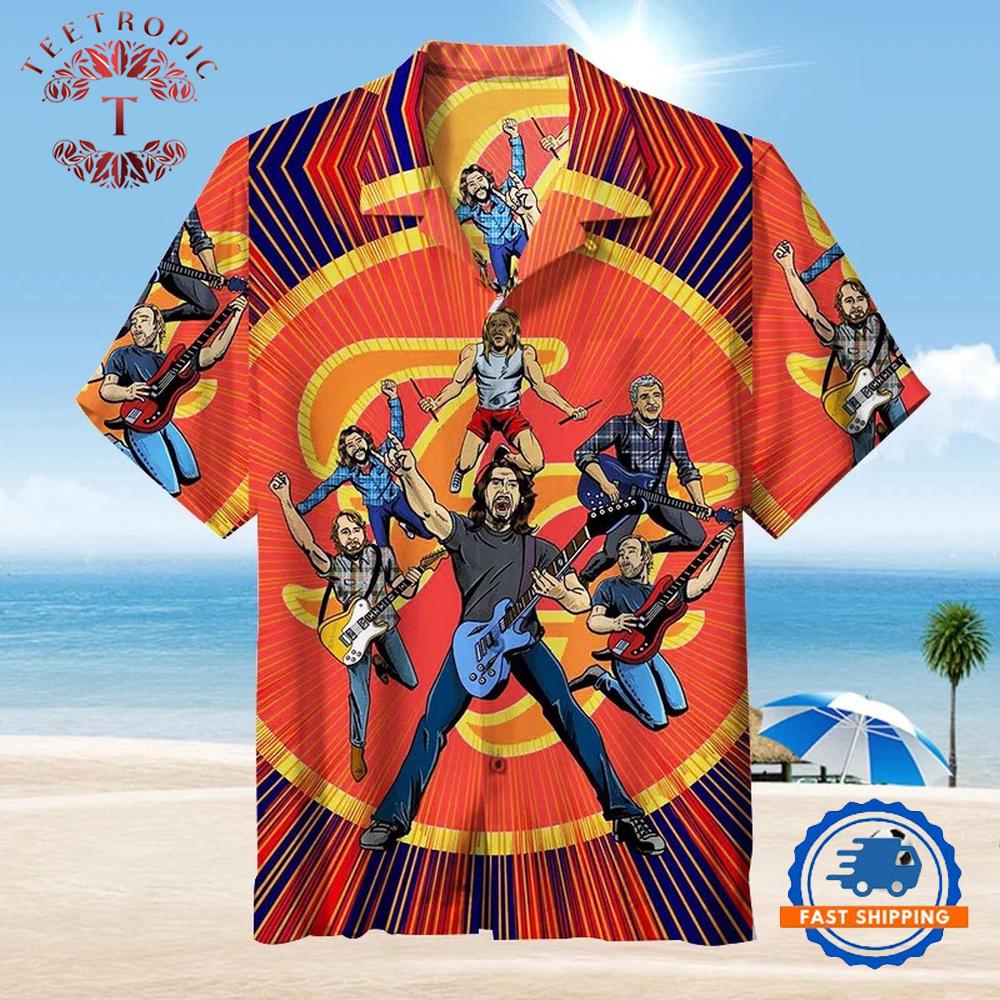 Foo Fighters Animated Rock Heroes Summer Hawaiian Shirt