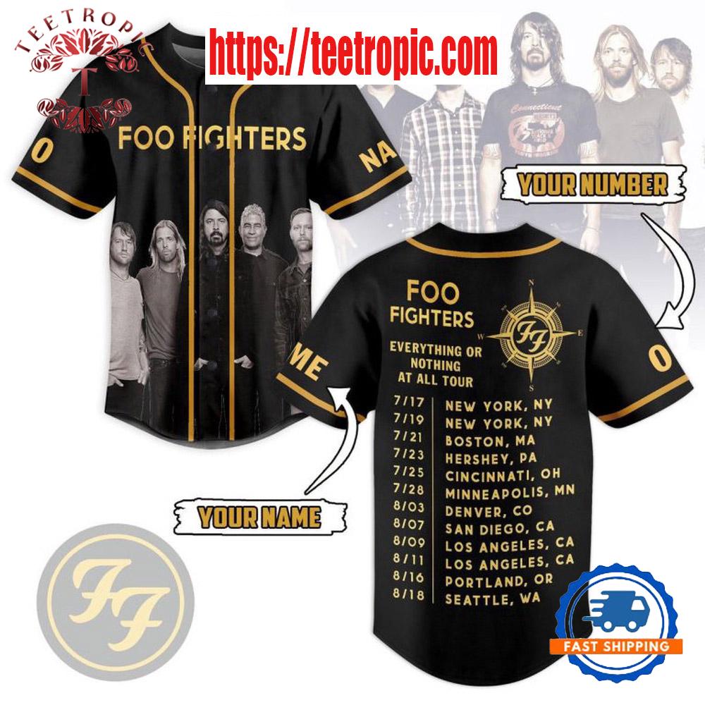 Foo Fighters Everything Or Nothing At All Tour Baseball Jersey Foo Fighters Everything Or Nothing At All Tour Baseball Jersey
