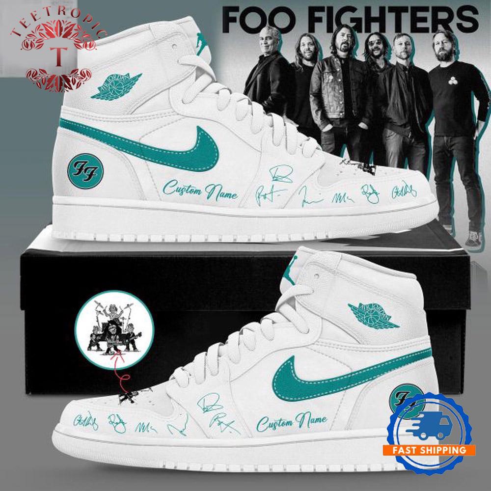 Foo Fighters Take Cover Tour 2026 Signature White Air Jordan 1 Hightop Shoes