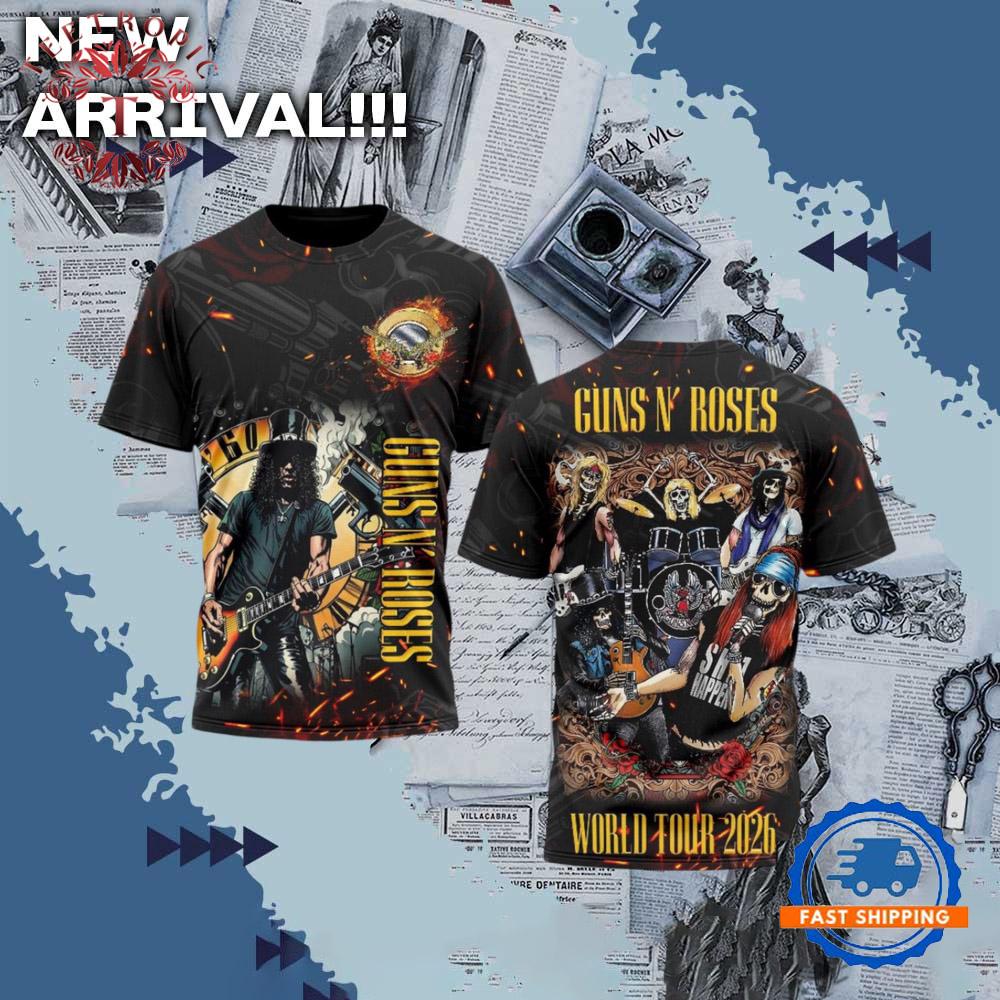 Guns N Roses Music Concert 2026 World Tour 3D Shirt