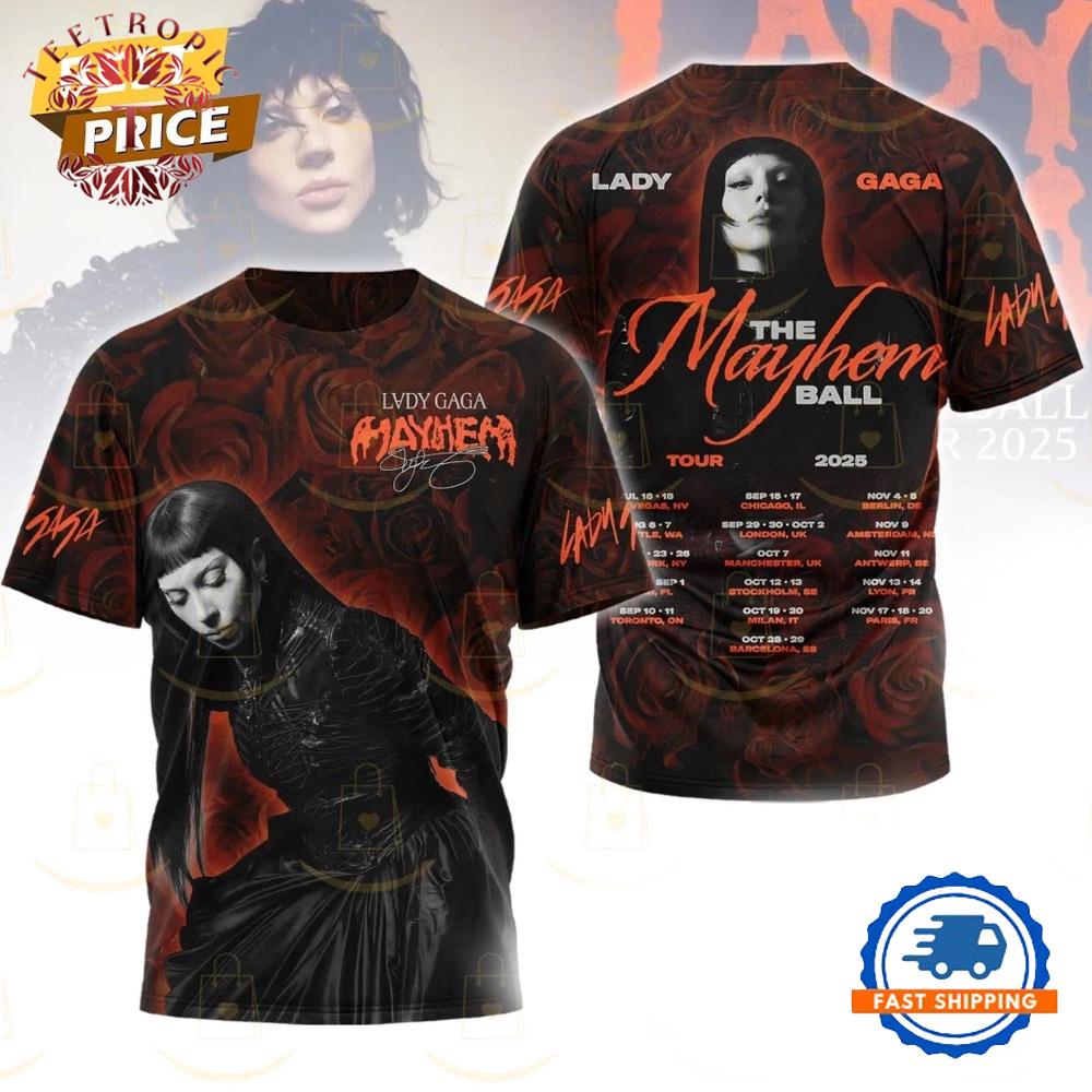 Lady Gaga The Mayhem Ball 2025 Tour 3D T-Shirt