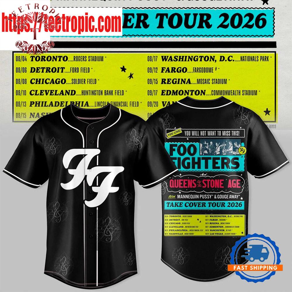 Rock The Stadiums Foo Fighters Take Cover Tour 2026 Baseball Jersey