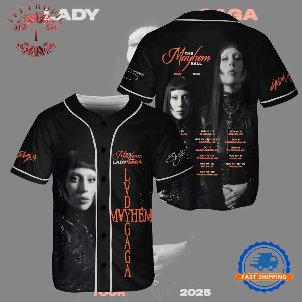 The Mayhem Ball 2025 Tour Baseball Jersey Gaga