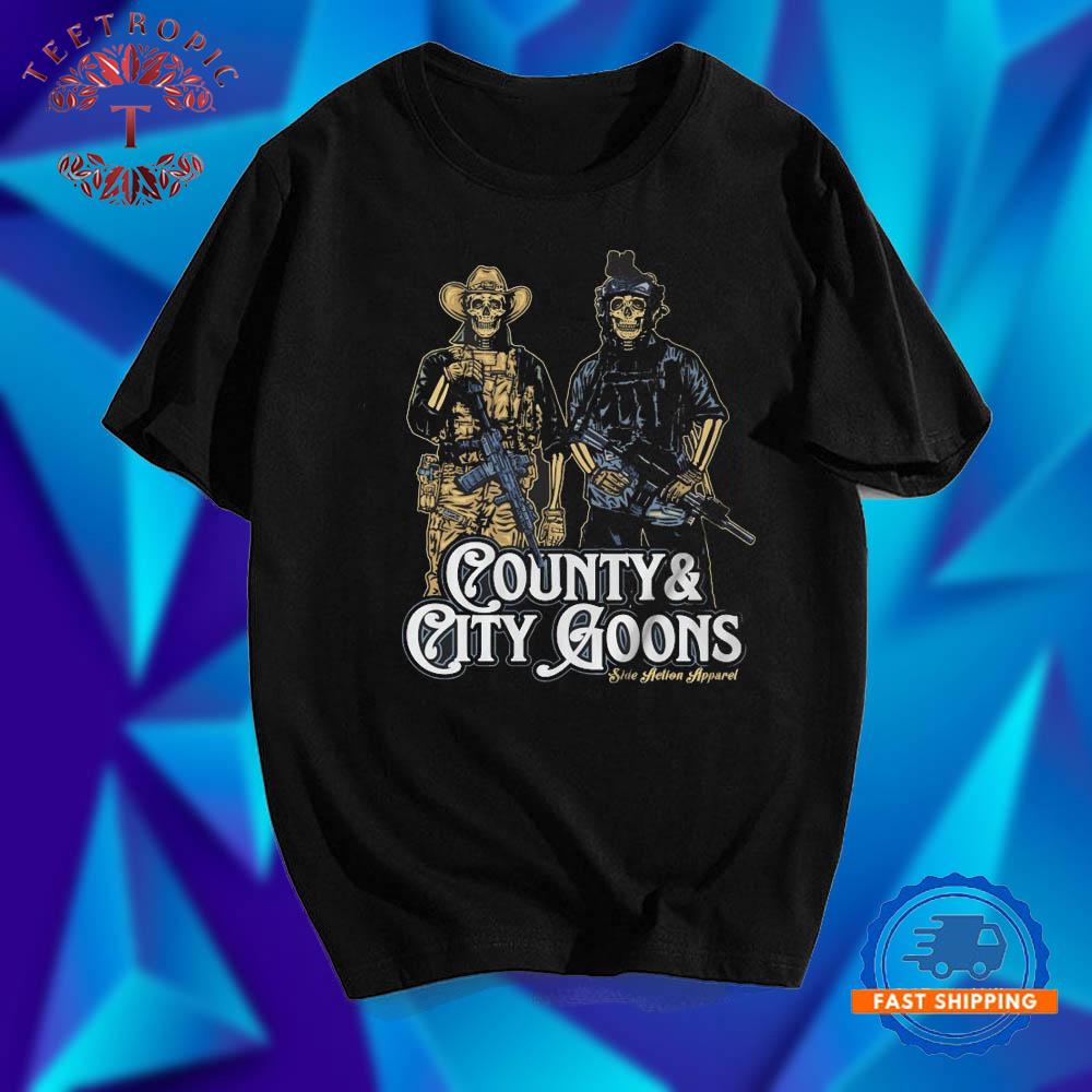County And City Goons Skeleton Side Action T Shirts