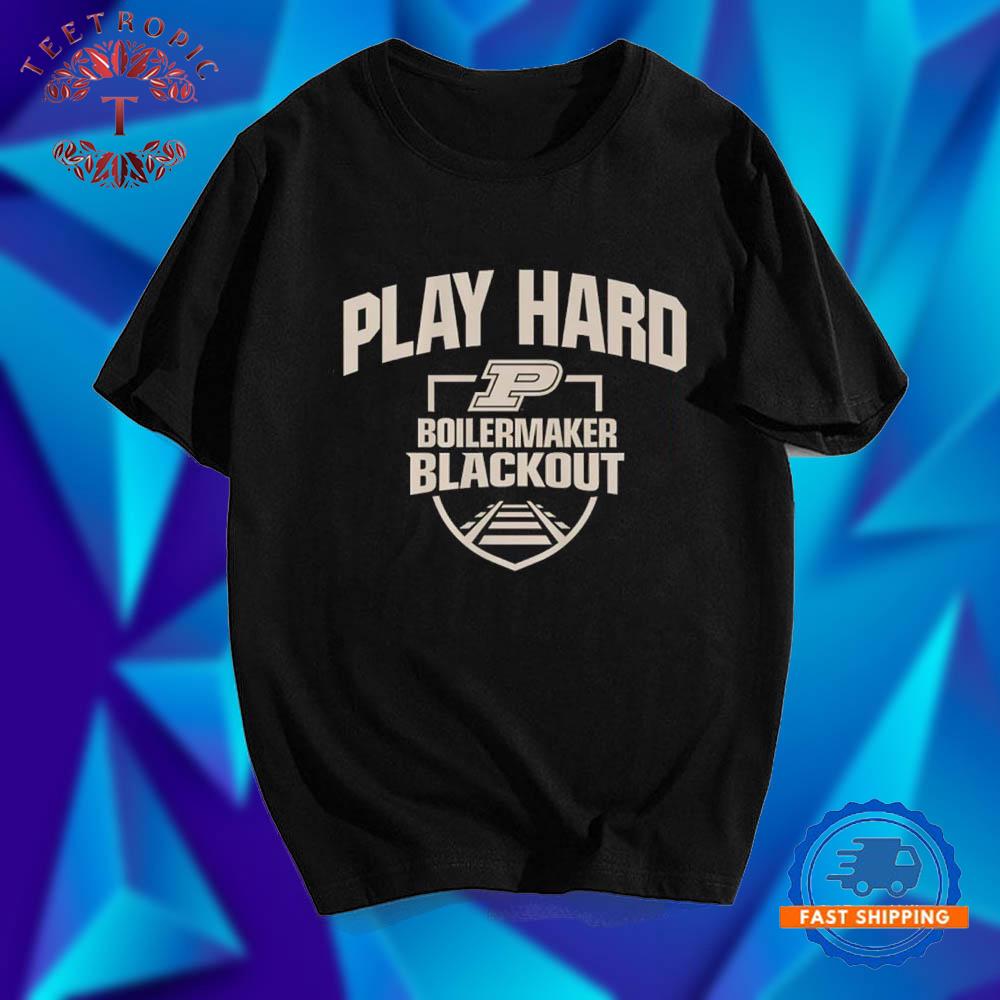 Purdue Basketball Blackout Play Hard logo ’26 T Shirt