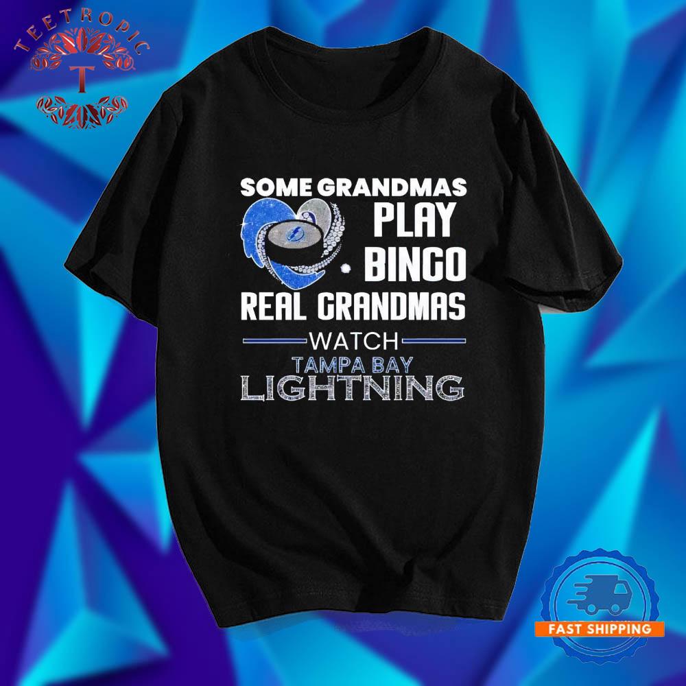 Some Grandmas Play Bingo Real Grandmas Watch Tampa Bay Lightning Diamond Heart T Shirts