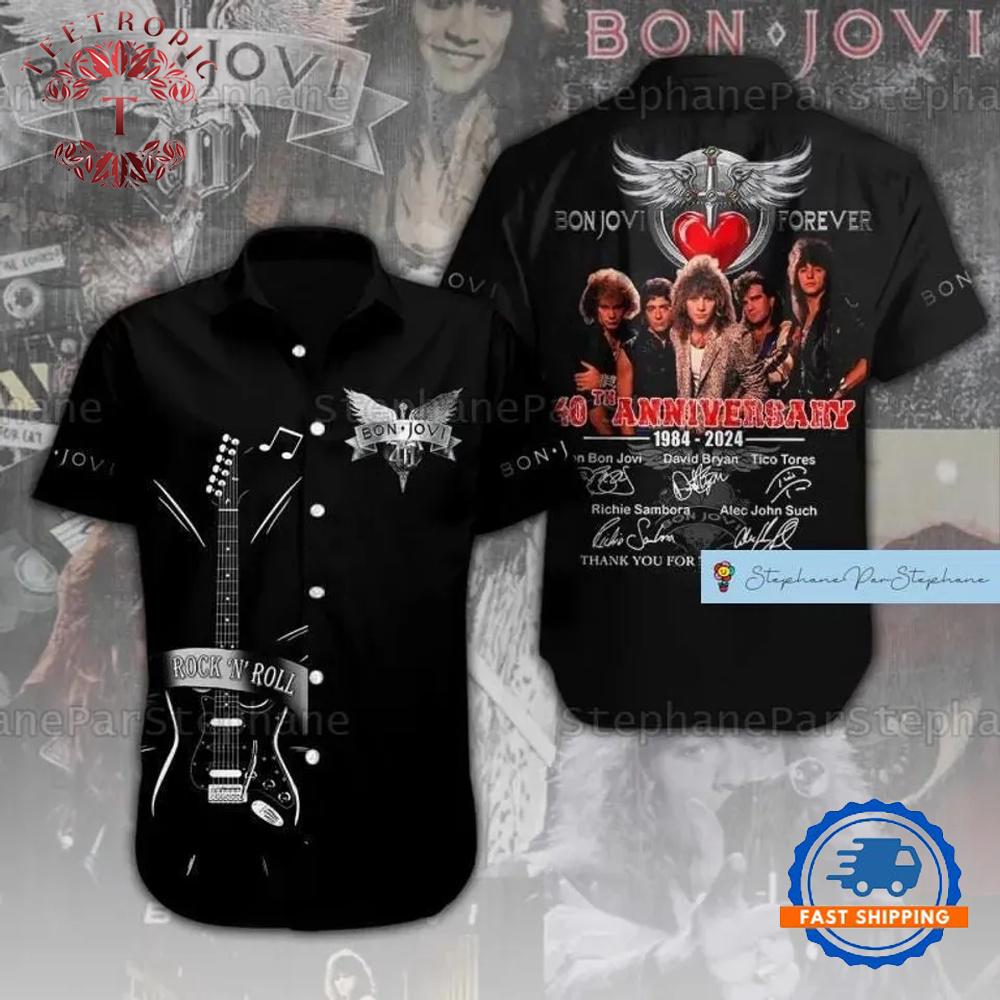 Bon Jovi Band Graphic Signature Hawaiian Shirt