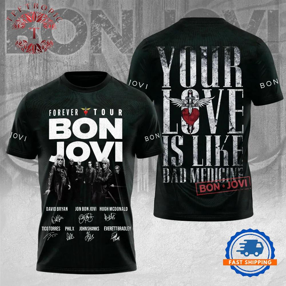 Bon Jovi Band Logo Legendary Rock Merch 3D T-Shirt