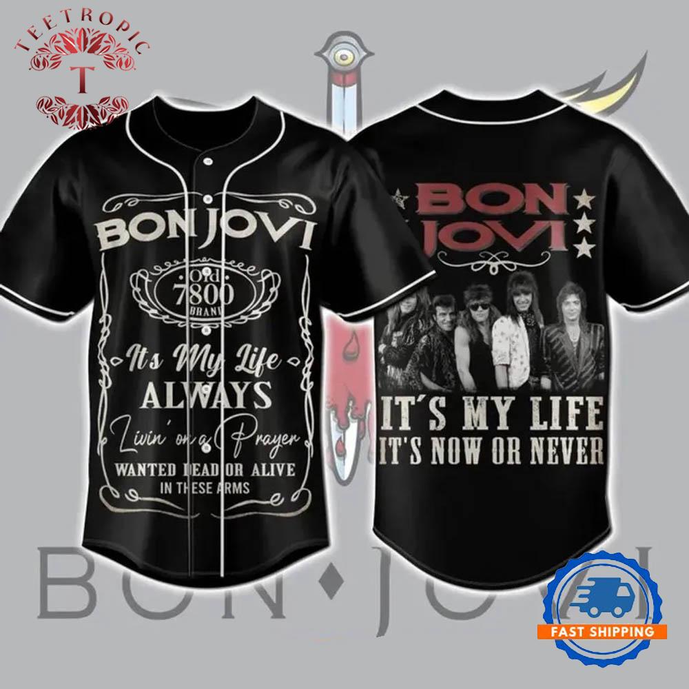 Bon Jovi It’s My Life It’s Now Or Never 2025 Tour Baseball Jersey