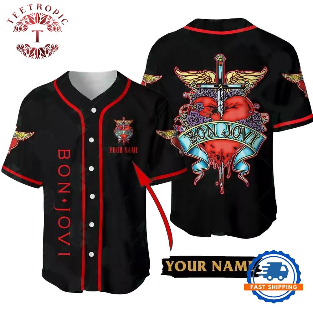Bon Jovi Rock Band Custom Name Baseball Jersey
