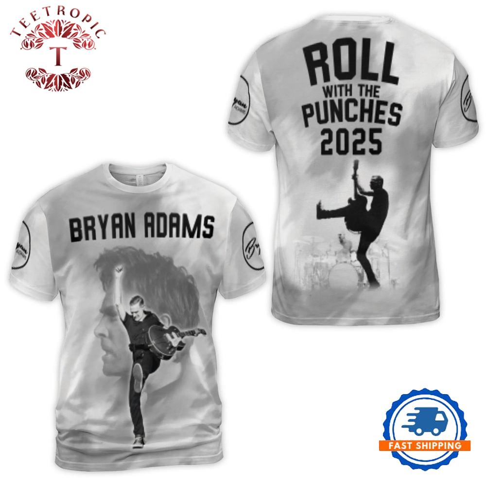 Bryan Adams Roll With The Punches 2025 Concert Tour 3D T Shirt