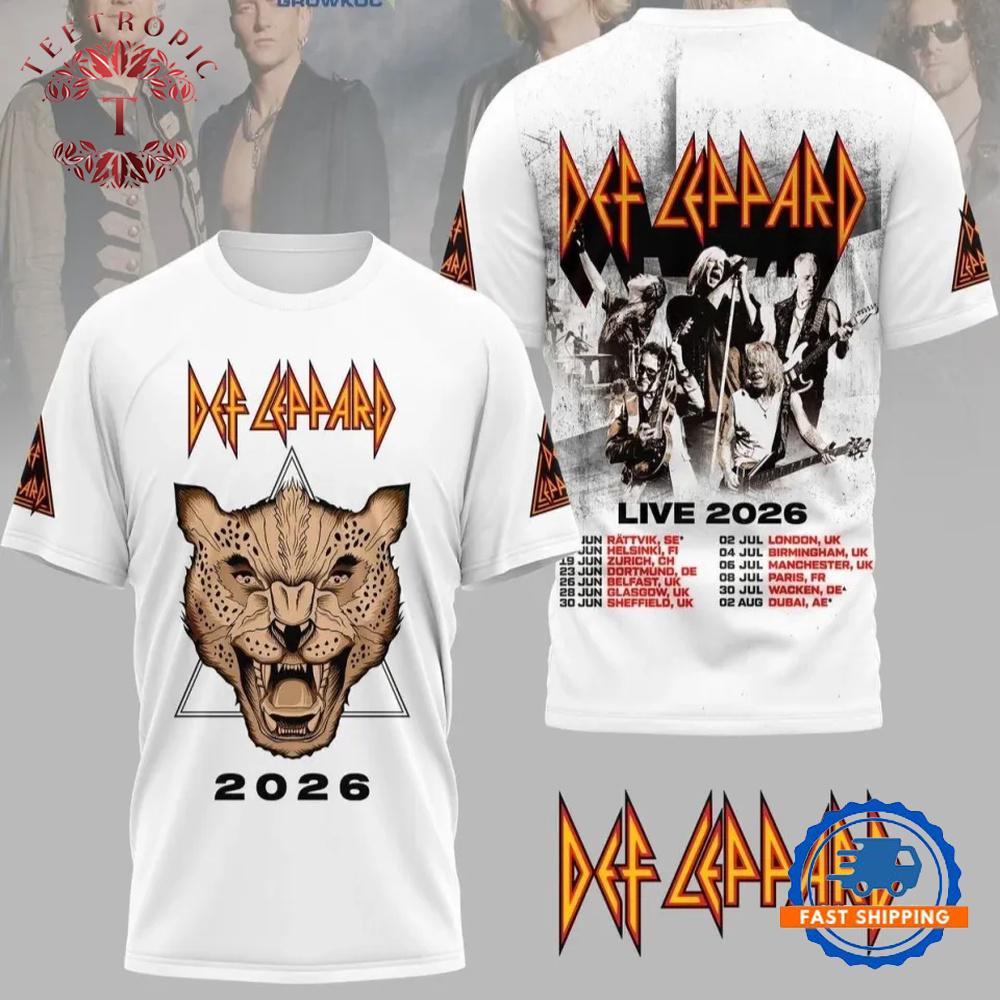 Def Leppard Live 2026 3D T Shirt