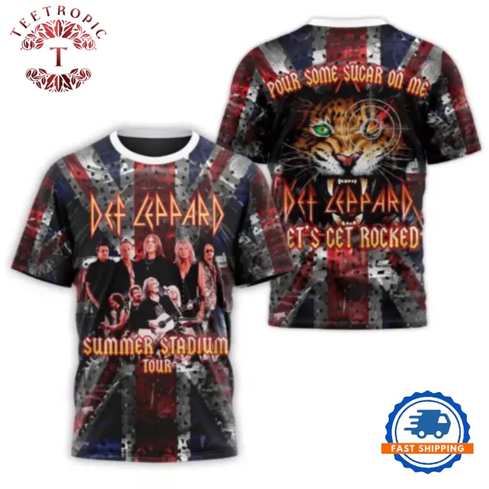 Def Leppard Summer Stadium Tour Let Get Rocked Design 3D T Shirt