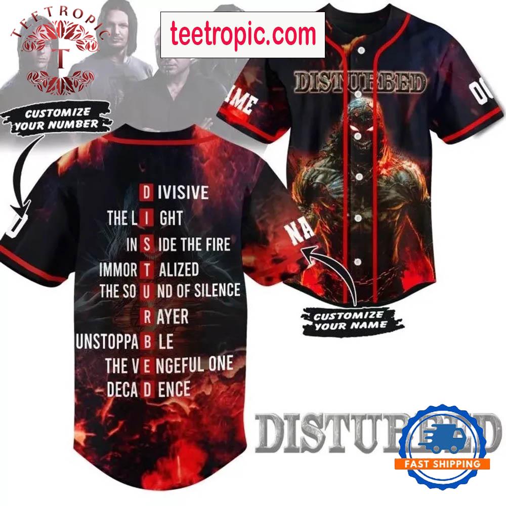 Disturbed All Hit Song Button Down Baseball Jersey