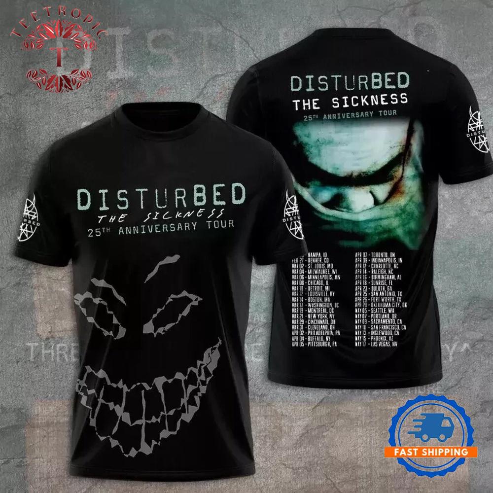 Disturbed The Sickness 25th Anniversary Tour 3D Shirt