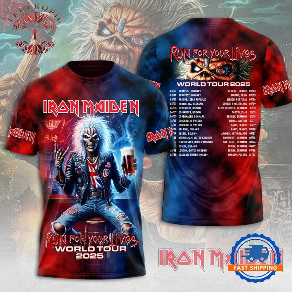 Iron Maiden Inspired Run For Your Lives World Tour 2026 3D T-Shirt