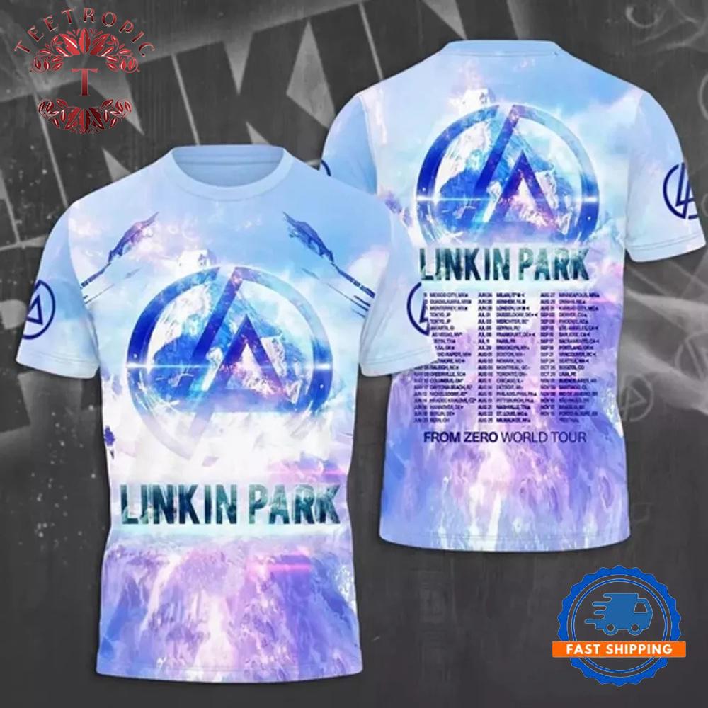 Linkin Park Tour 2025 List 3D Blue T-Shirt