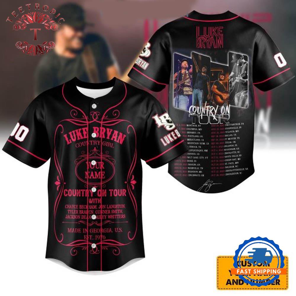 Luke Bryan Country Girl Tour Black Design Baseball Jersey