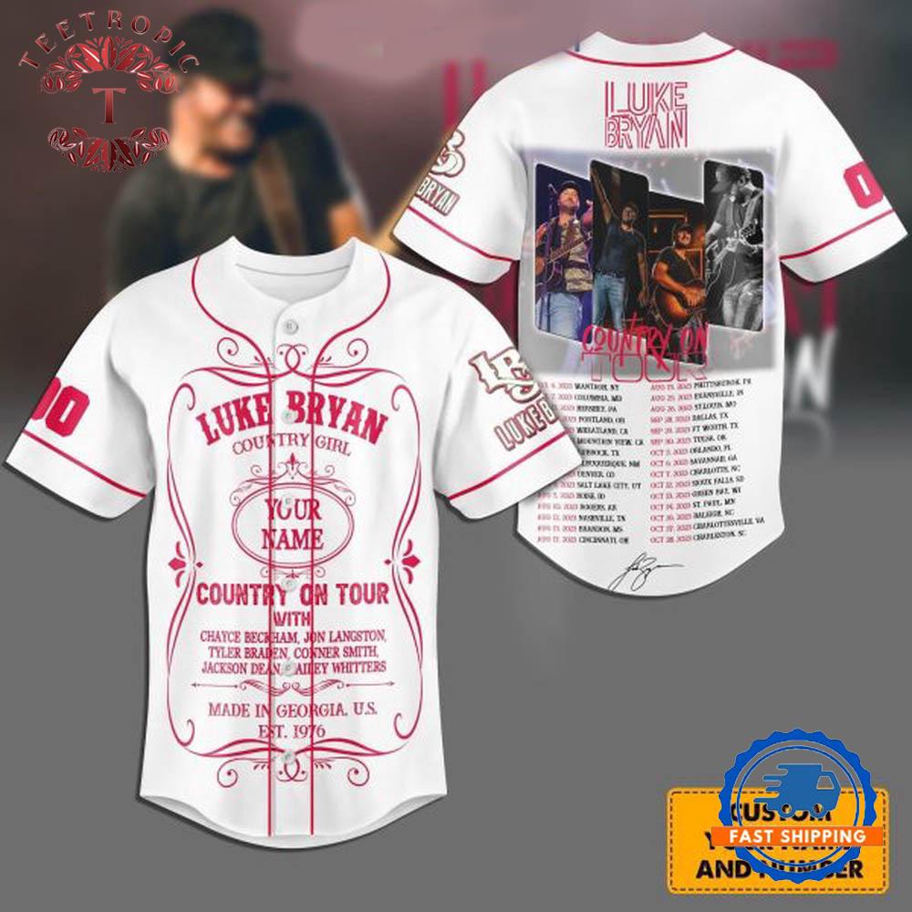 Luke Bryan Country Girl Tour Personalized Baseball Jersey