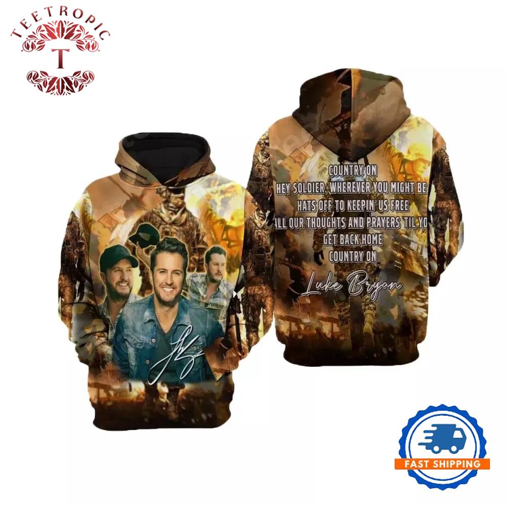 Luke Bryan Signature Country Music Vintage 3D Hoodie