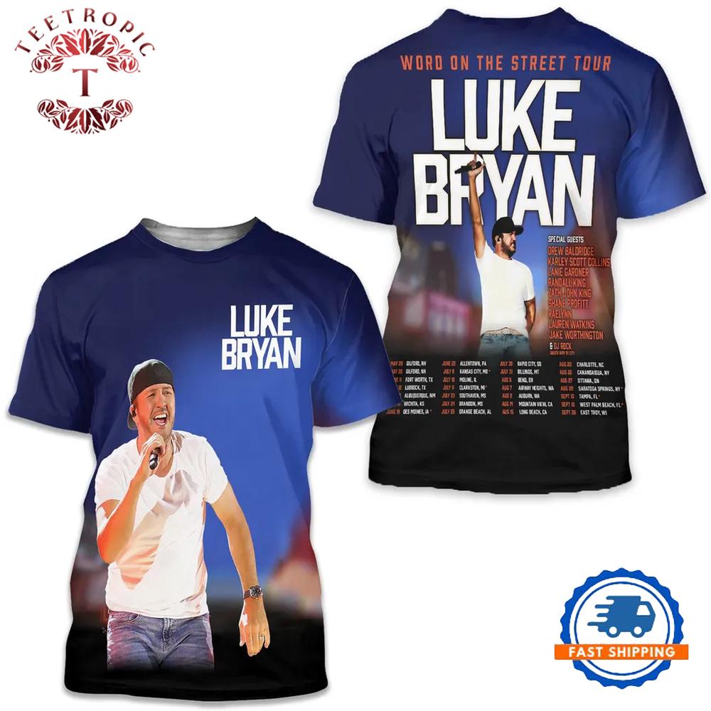 Luke Bryan World On The Street Tour 2026 3D T Shirt
