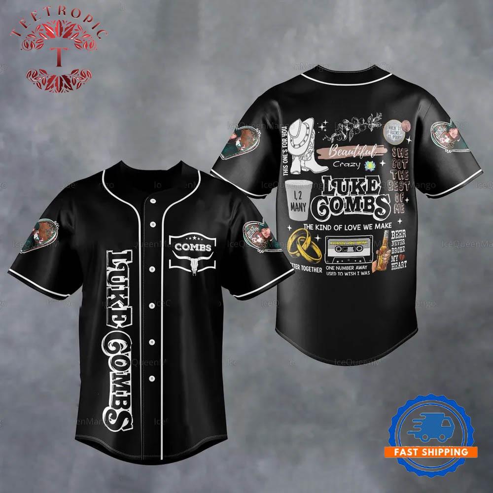 Lukee Comb Baseball Jersey for Country Music Lovers