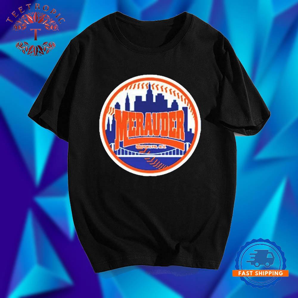 Merauder New York Mets Brooklyn NY Logo Skyline T Shirts