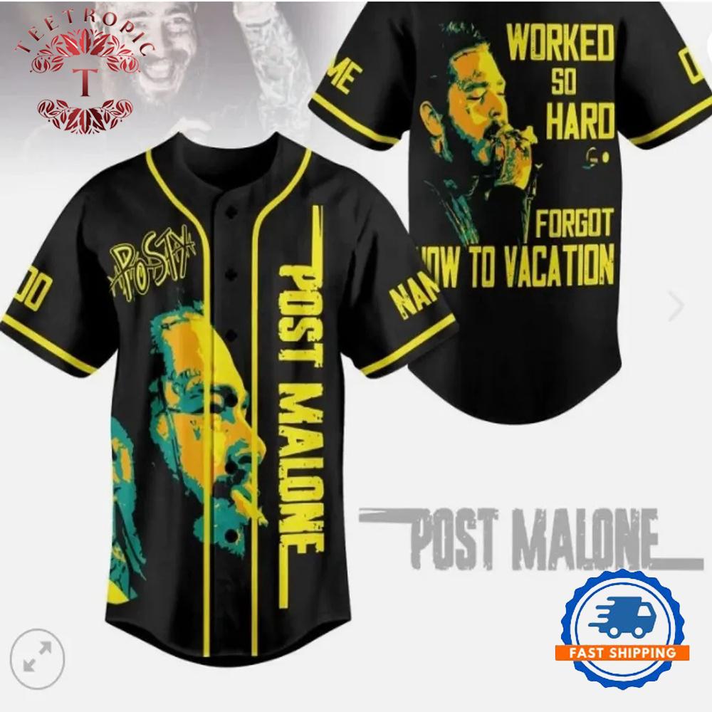 Post Malone Posty Rapper Worked So Hard Baseball Jersey