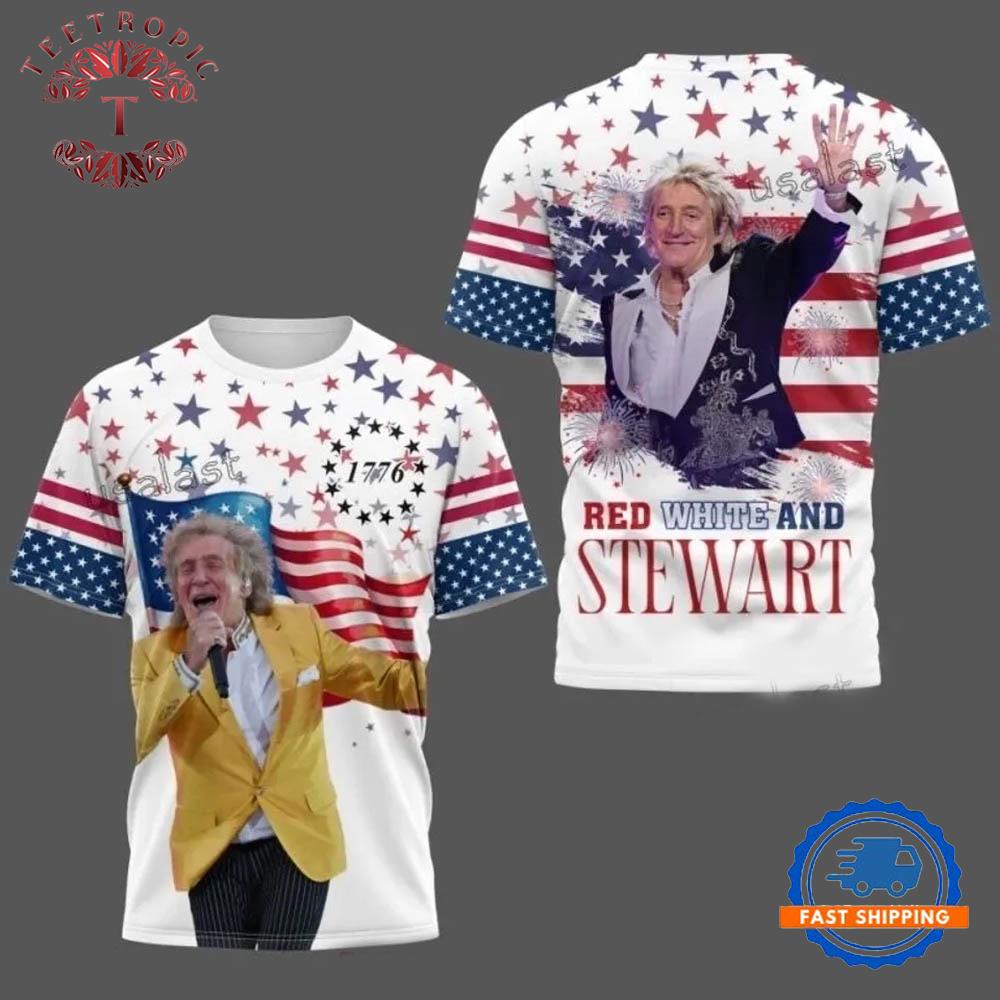 Rod Stewart Red White and Stewart 4th of July 3D T-Shirt
