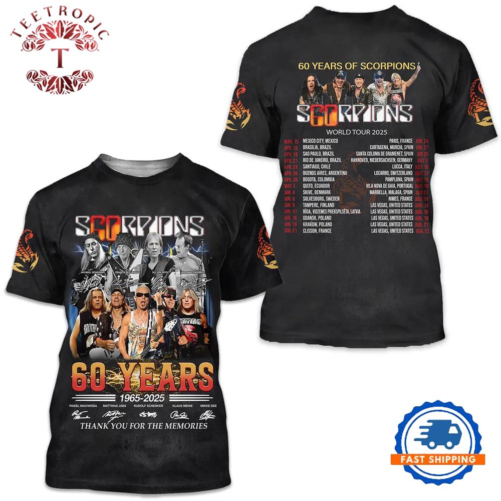Scorpions Band 60 Years 1965-2025 3D Shirt