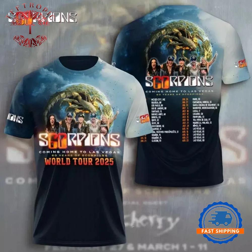 Scorpions Band World Tour 2025 3D T-Shirt