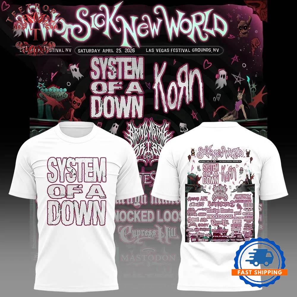 System Of A Down Tour 2026 SICK NEW WORLD 3D T Shirt