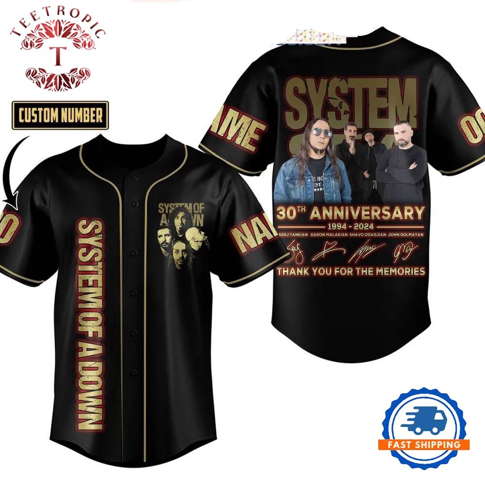 SYSTEM OF DOWN Anniversary Perosnalized Baseball Jersey