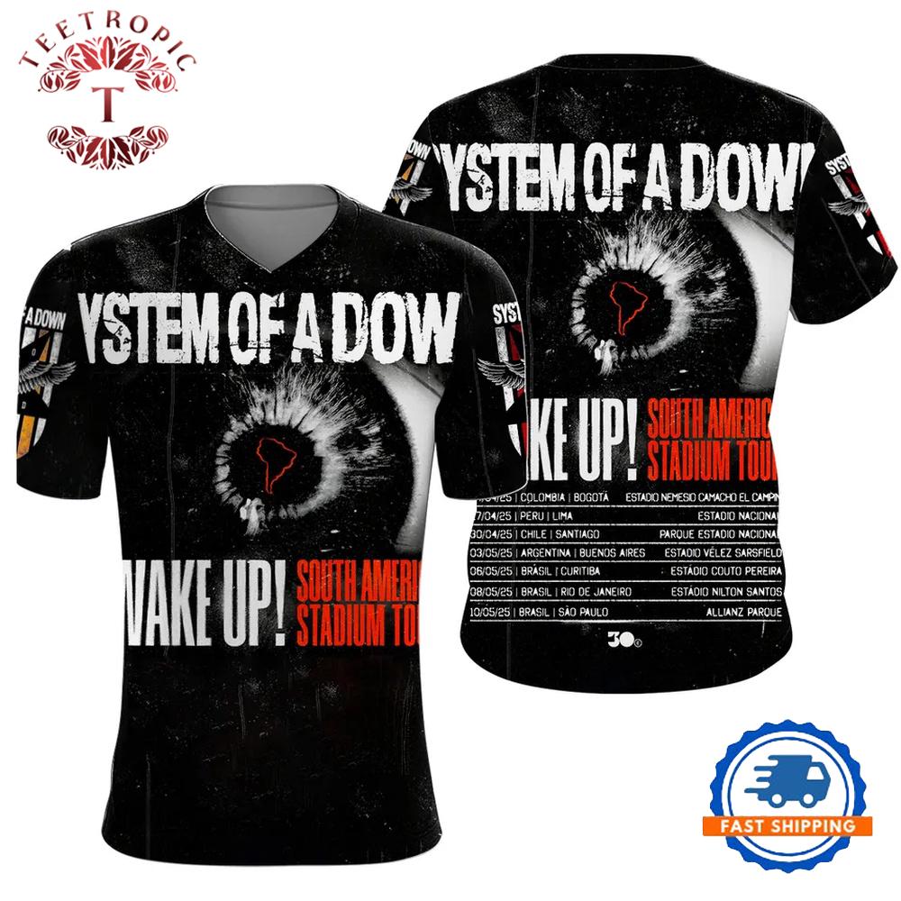SYSTEM OF DOWN Logo Tour 2025 3D T Shirt