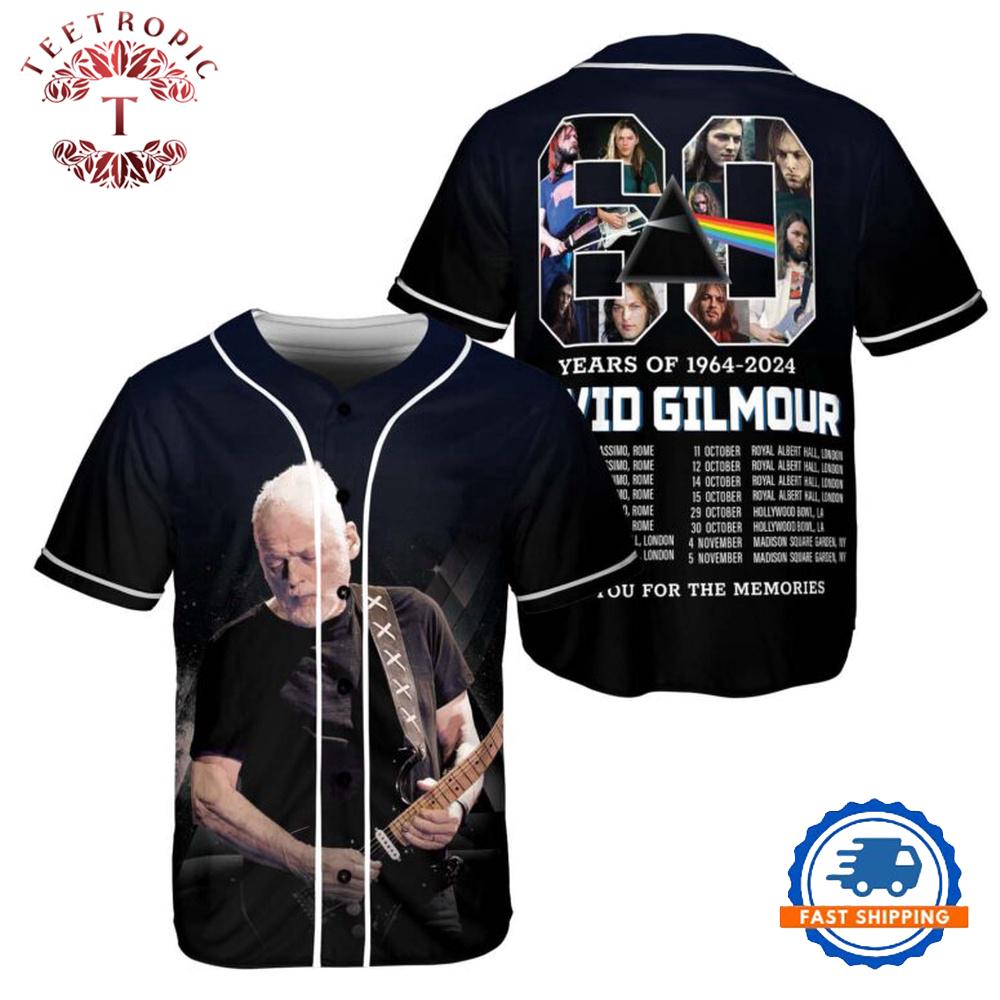 60 Years Of 1964-2024 David Gilmour Baseball Jersey