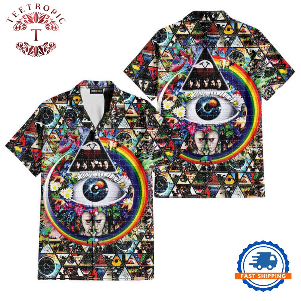 Album Cover Ring Collage Blotter Art Pink Floyd Hawaiian Shirt